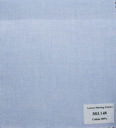 S03.148 Kevinlli S3 - Sơmi 100% Cotton - Xanh Dương Trơn